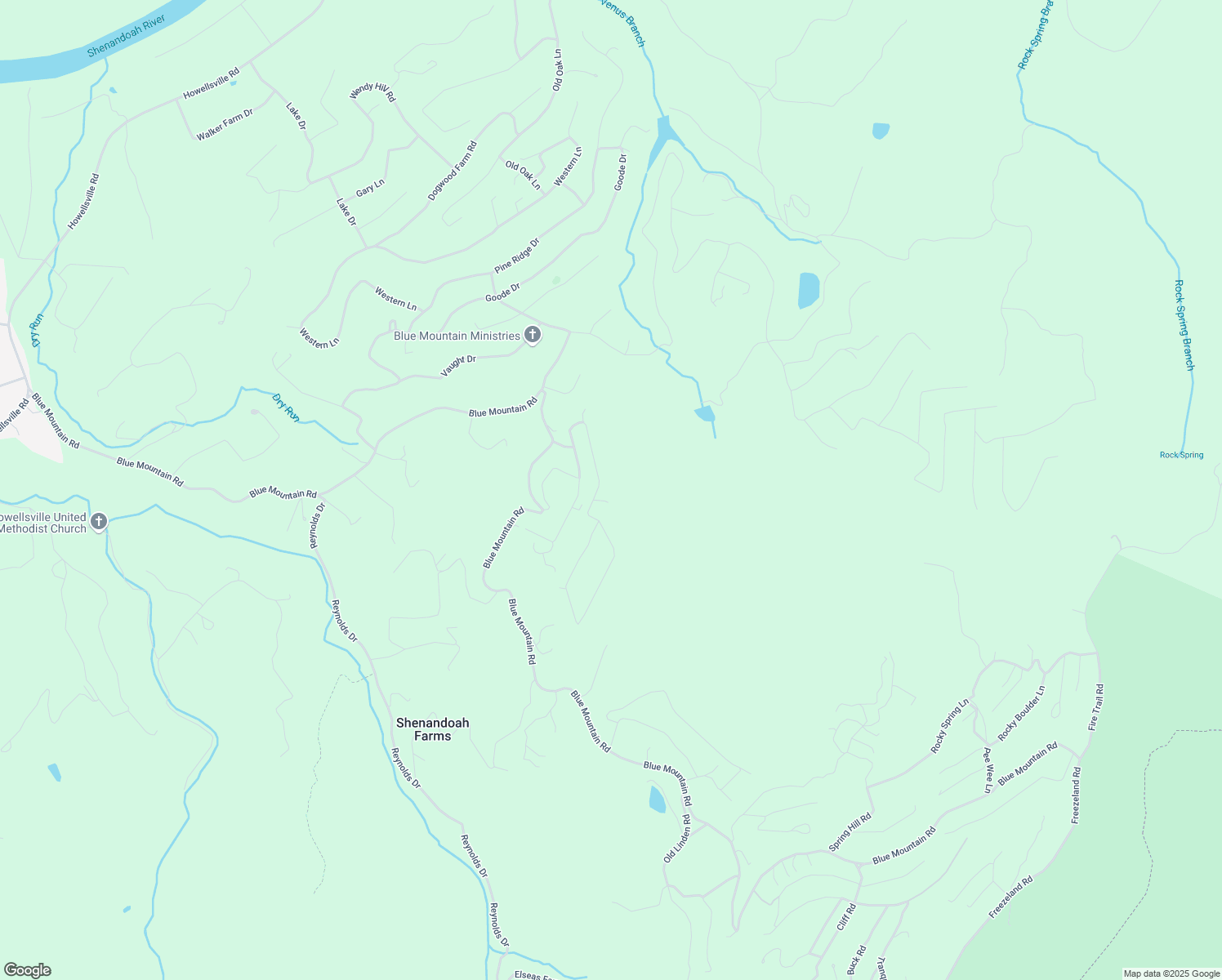 map of restaurants, bars, coffee shops, grocery stores, and more near 303 Huck Finn Drive in Front Royal