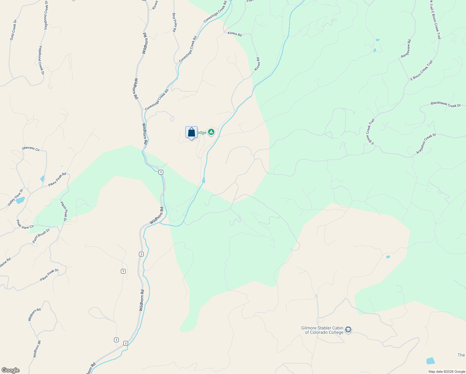 map of restaurants, bars, coffee shops, grocery stores, and more near 42 Kiowa Creek Trail in Florissant