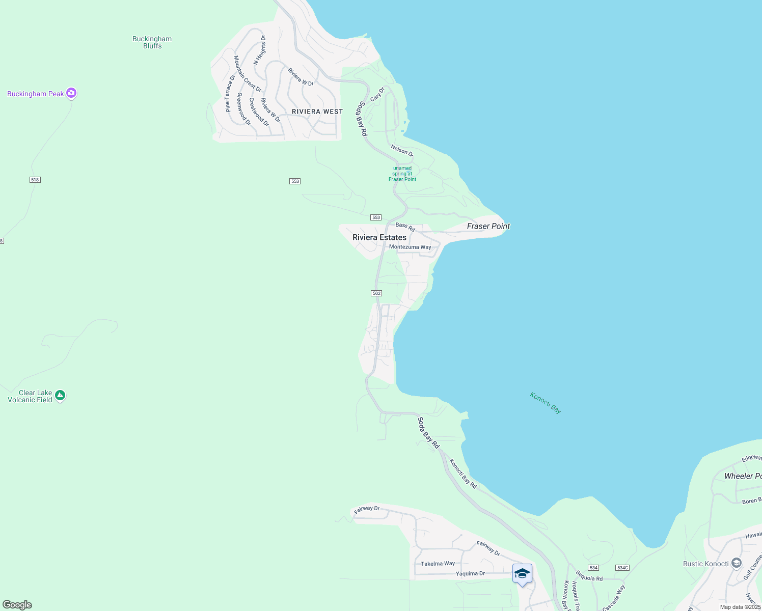 map of restaurants, bars, coffee shops, grocery stores, and more near 8910 Soda Bay Road in Kelseyville