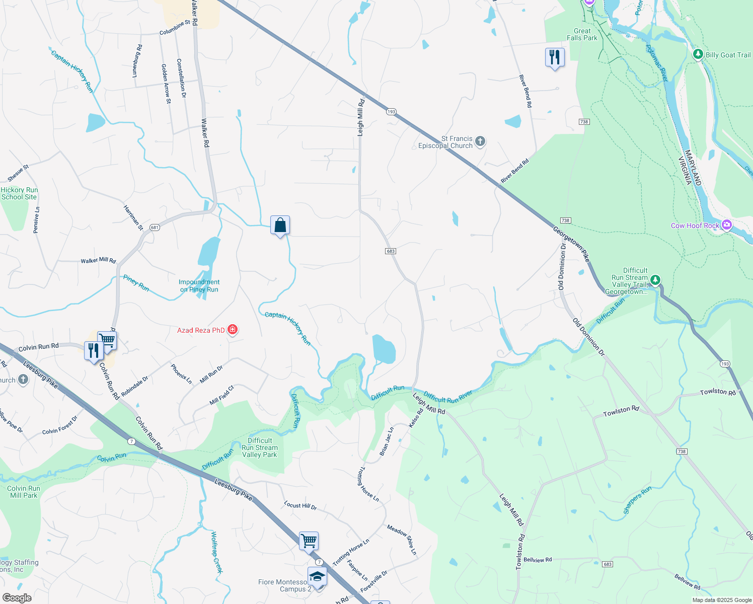 map of restaurants, bars, coffee shops, grocery stores, and more near 942 Millwood Lane in Great Falls
