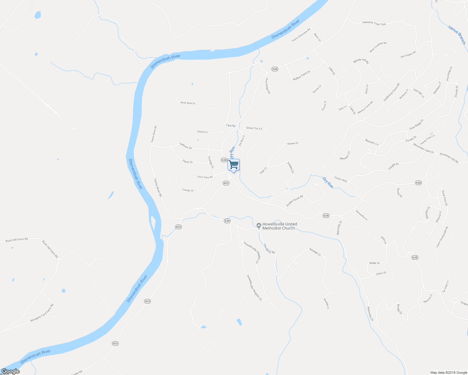 map of restaurants, bars, coffee shops, grocery stores, and more near 84 Blue Mountain Road in Front Royal