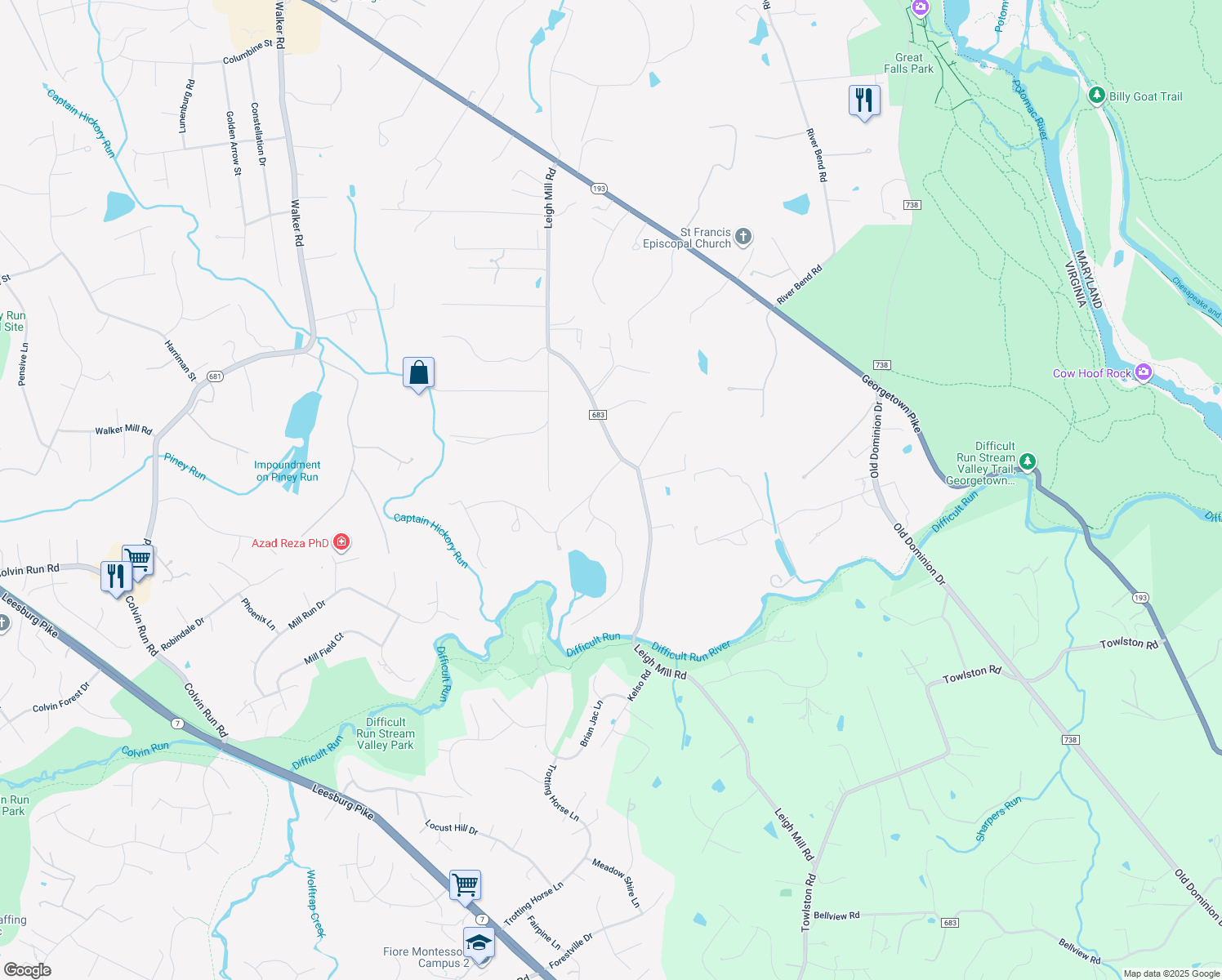 map of restaurants, bars, coffee shops, grocery stores, and more near 921 Millwood Road in Great Falls