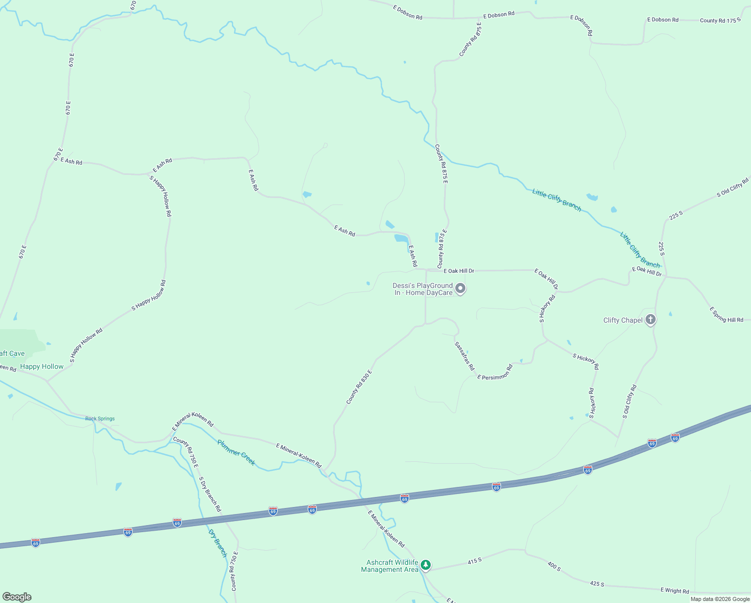 map of restaurants, bars, coffee shops, grocery stores, and more near 8476 East Sycamore Road in Bloomfield