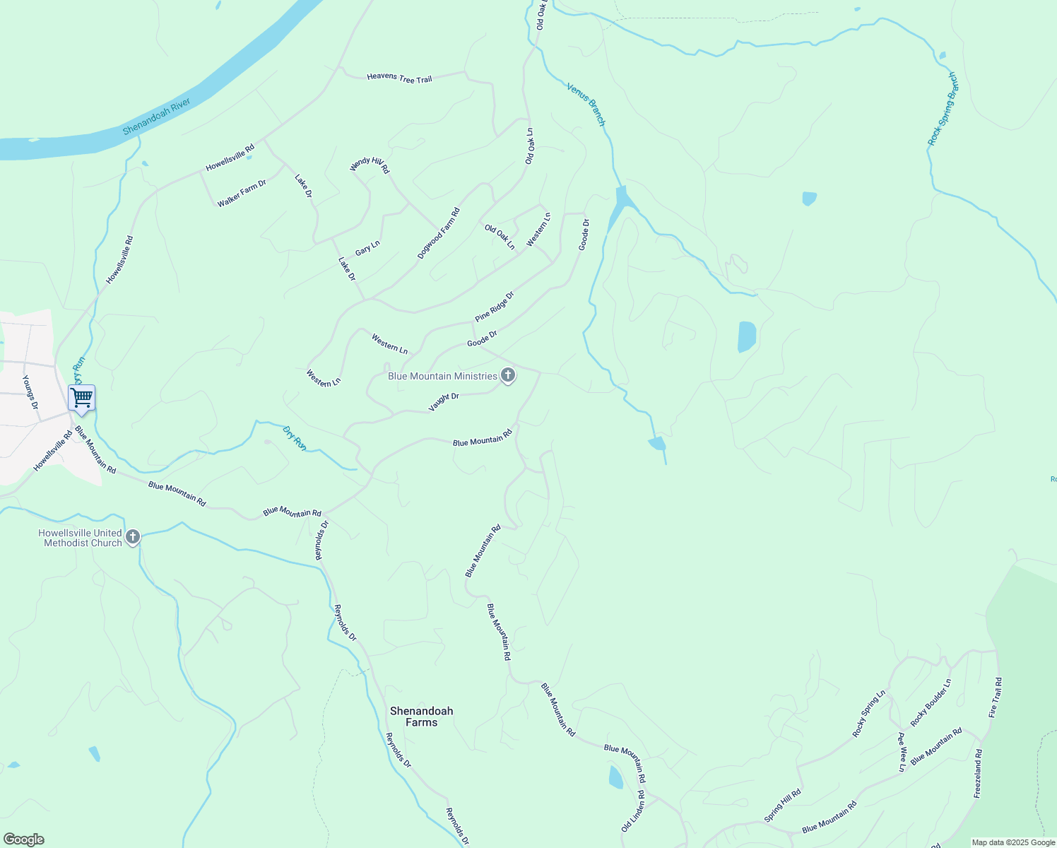 map of restaurants, bars, coffee shops, grocery stores, and more near Jennings Farm Court in Front Royal