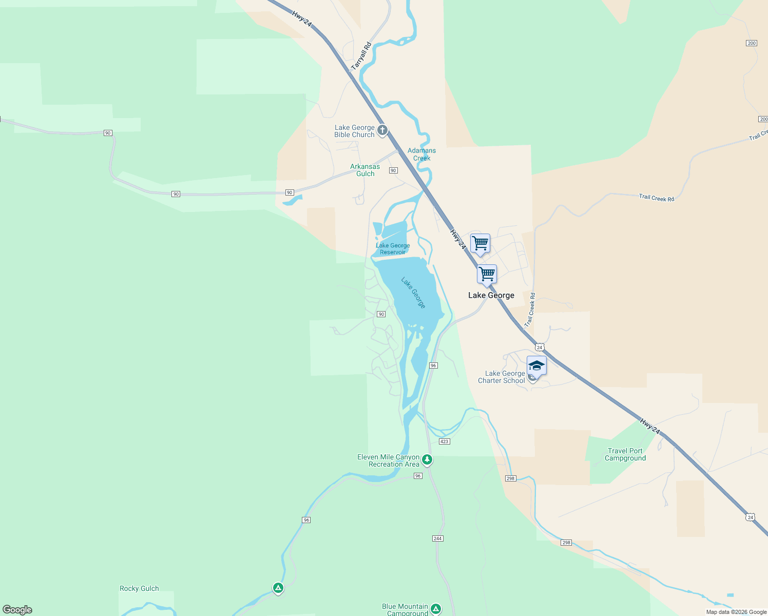 map of restaurants, bars, coffee shops, grocery stores, and more near 671 Midland Court in Lake George