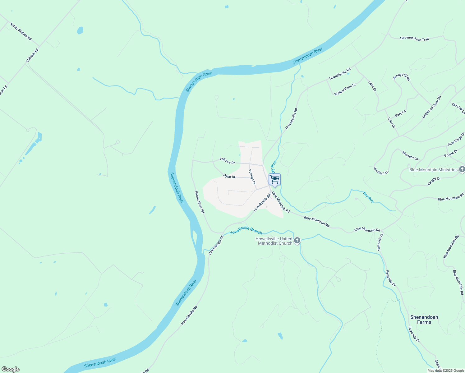 map of restaurants, bars, coffee shops, grocery stores, and more near 282 Farm View Rd in Front Royal