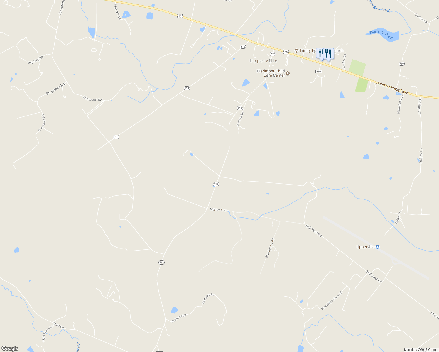 map of restaurants, bars, coffee shops, grocery stores, and more near 1407 Delaplane Grade Road in Upperville