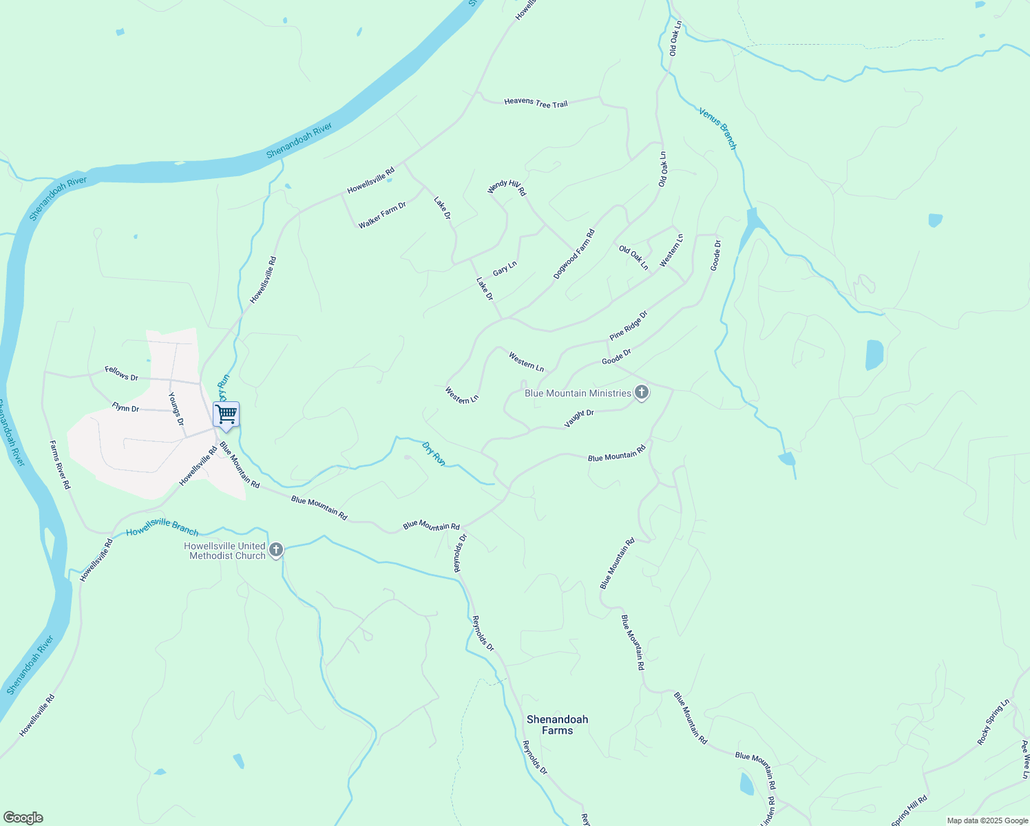map of restaurants, bars, coffee shops, grocery stores, and more near 84 Goode Drive in Front Royal