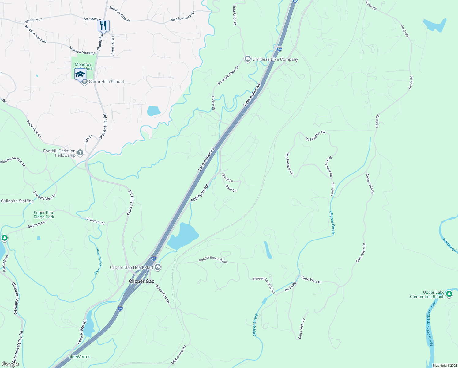 map of restaurants, bars, coffee shops, grocery stores, and more near 150 Cheryl Lane in Applegate