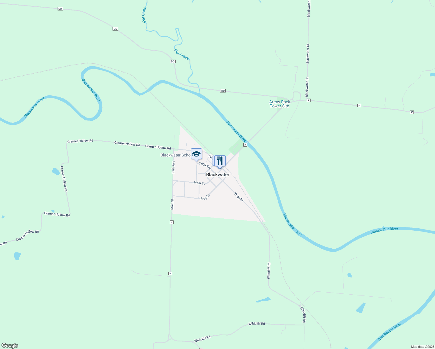 map of restaurants, bars, coffee shops, grocery stores, and more near in Blackwater