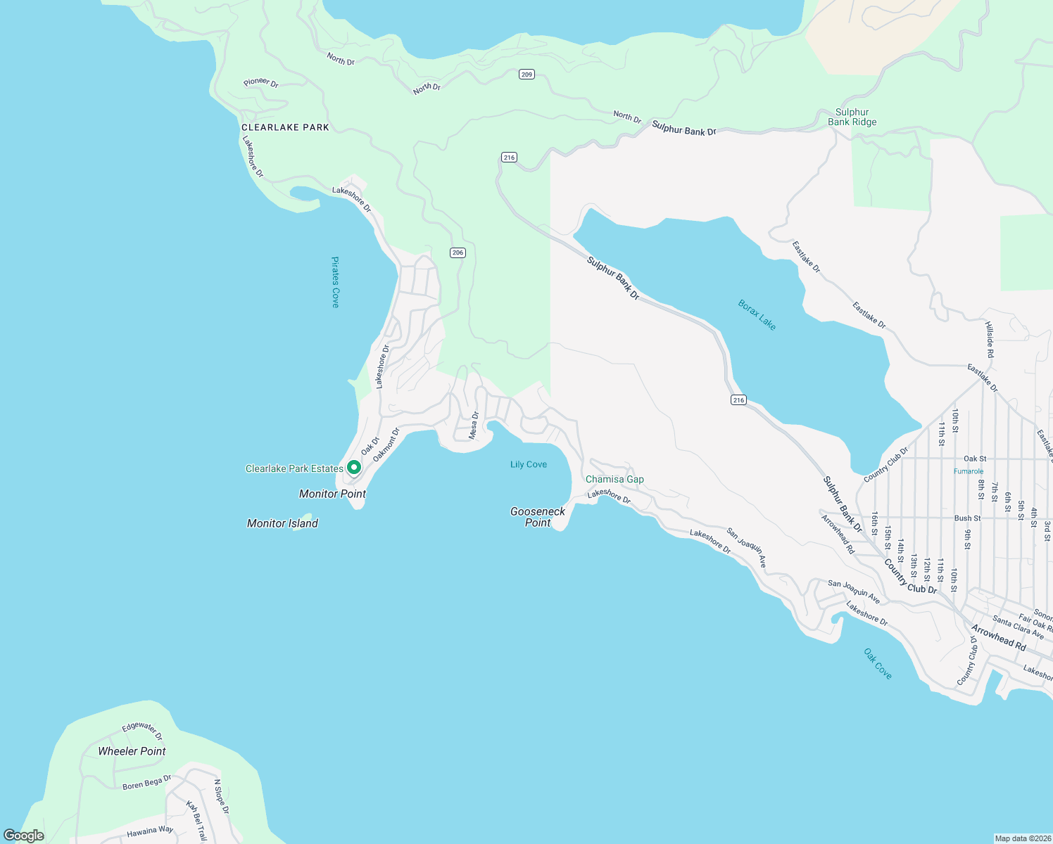 map of restaurants, bars, coffee shops, grocery stores, and more near 11911 Lakeshore Drive in Clearlake