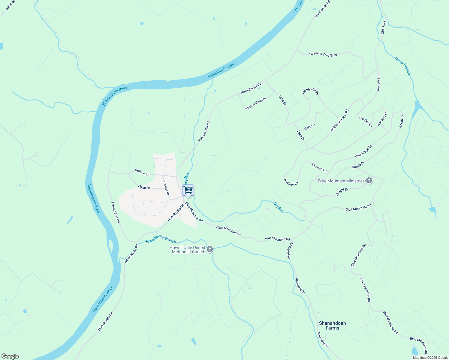 map of restaurants, bars, coffee shops, grocery stores, and more near 703 Kildare Drive in Front Royal