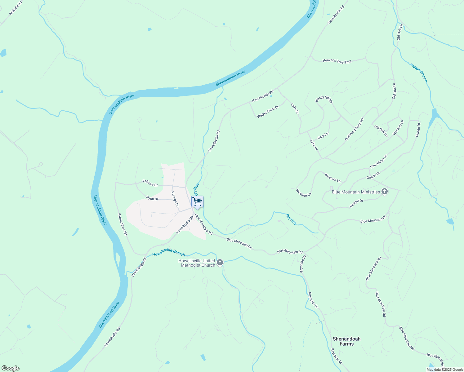 map of restaurants, bars, coffee shops, grocery stores, and more near 703 Kildare Drive in Front Royal