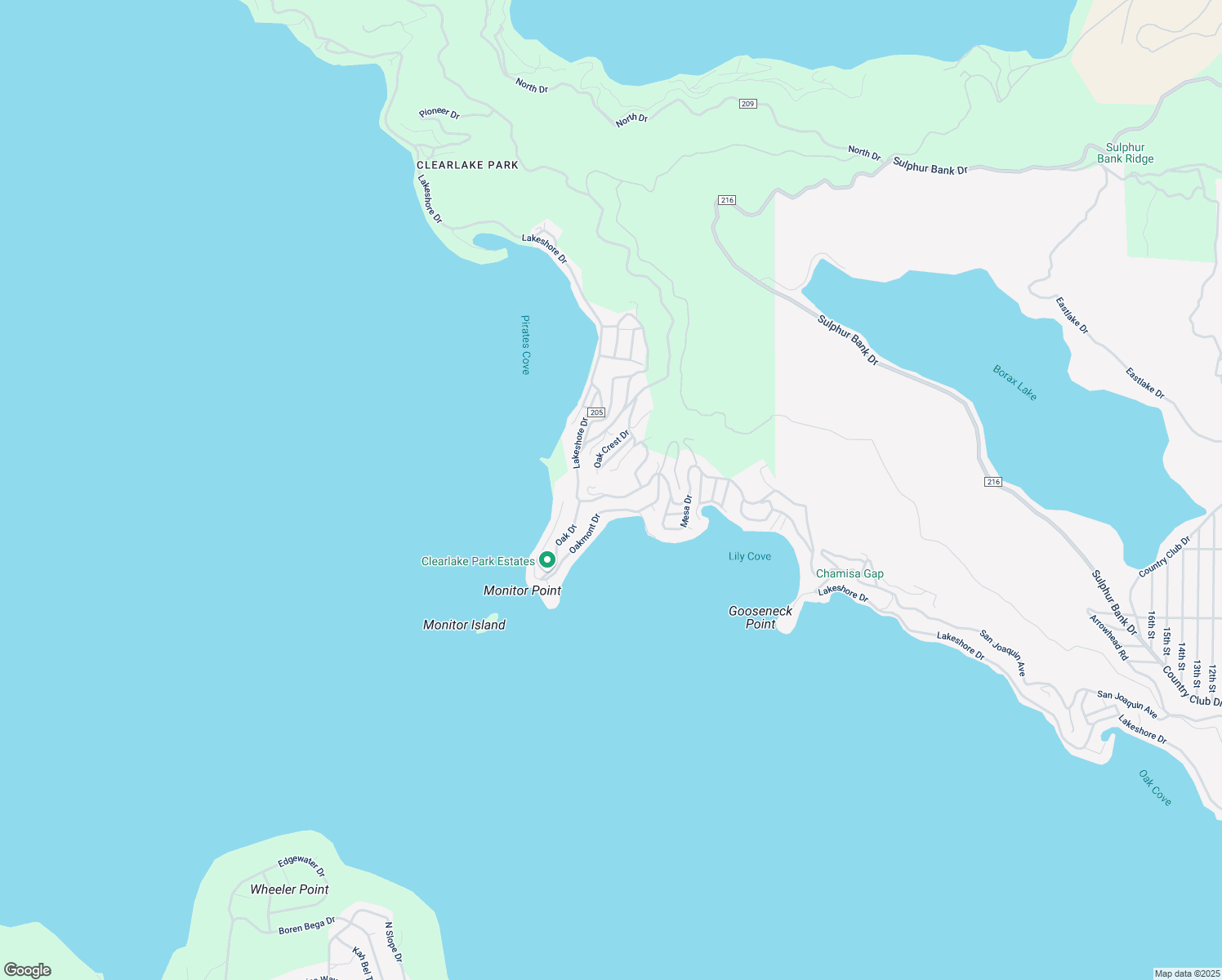 map of restaurants, bars, coffee shops, grocery stores, and more near 3055 Oak Crest Drive in Clearlake