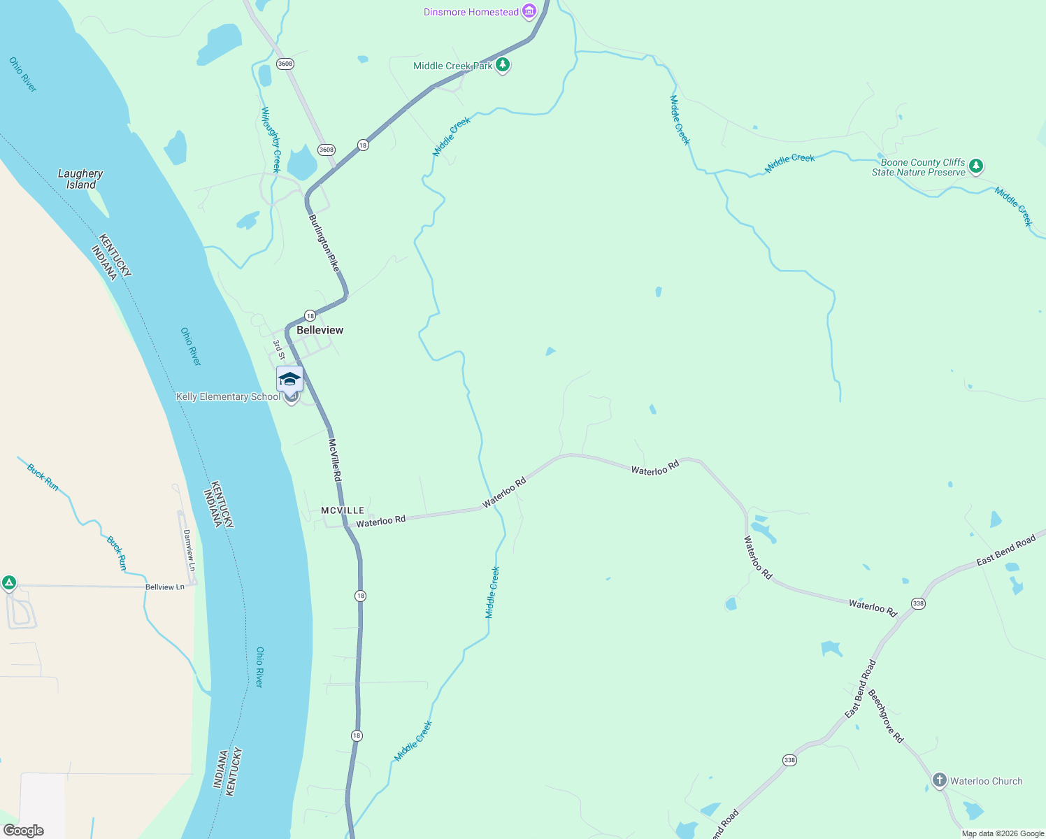 map of restaurants, bars, coffee shops, grocery stores, and more near 5242 Waterloo Road in Burlington