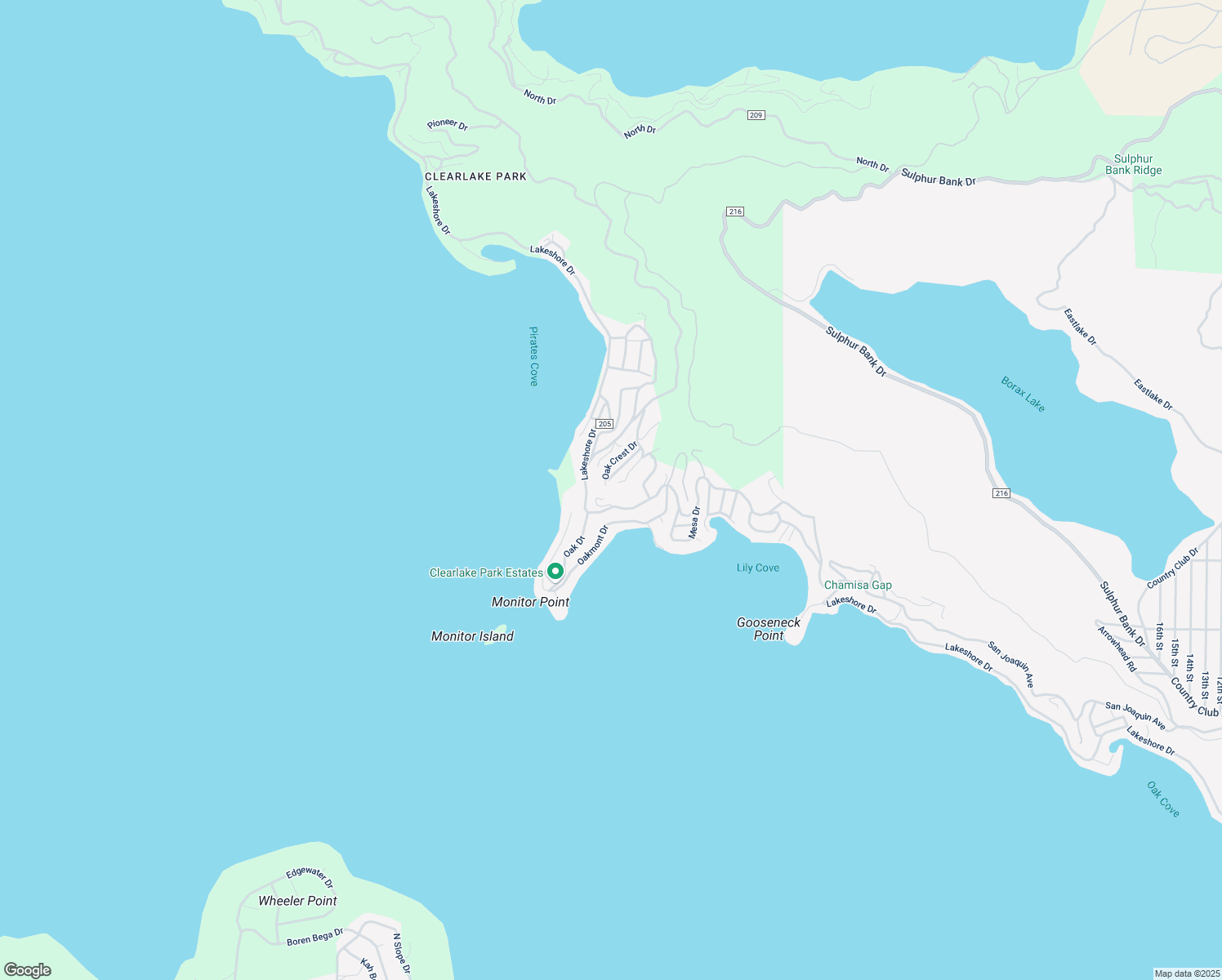 map of restaurants, bars, coffee shops, grocery stores, and more near 3055 Oak Crest Drive in Clearlake
