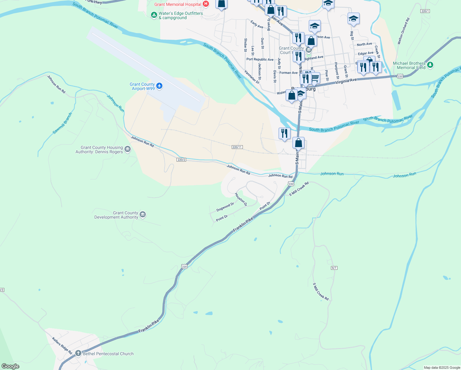 map of restaurants, bars, coffee shops, grocery stores, and more near 74 Laurel Place in Petersburg