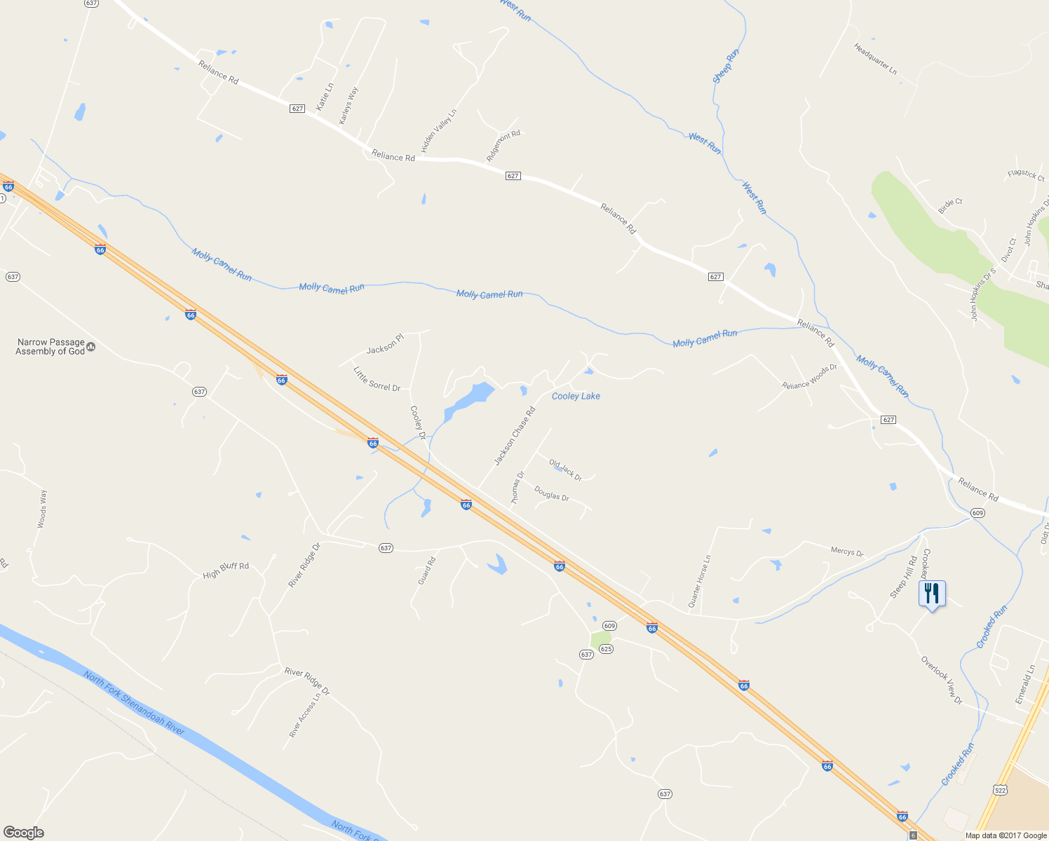 map of restaurants, bars, coffee shops, grocery stores, and more near Jackson Chase Drive in Middletown