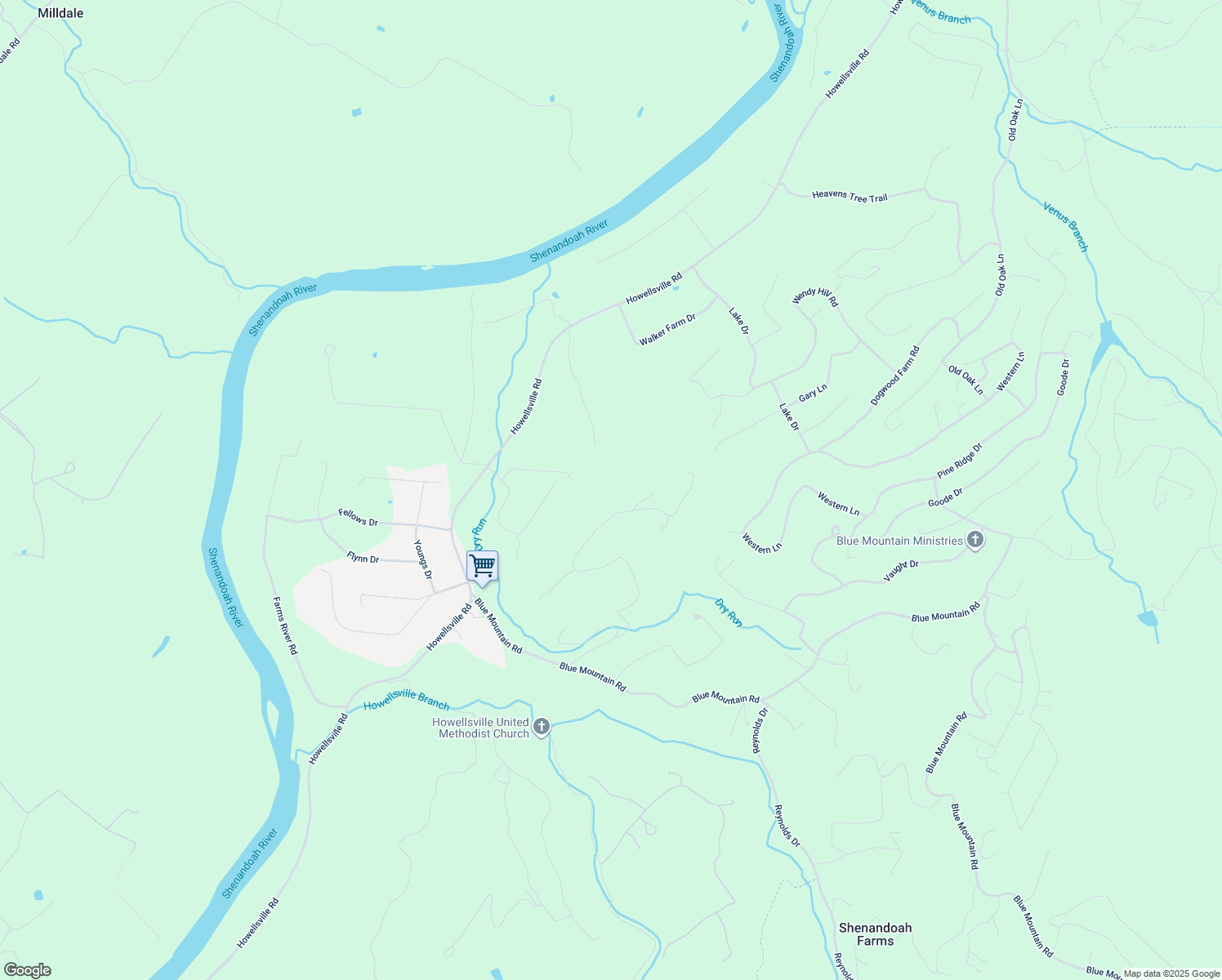 map of restaurants, bars, coffee shops, grocery stores, and more near 817 Kildare Drive in Front Royal