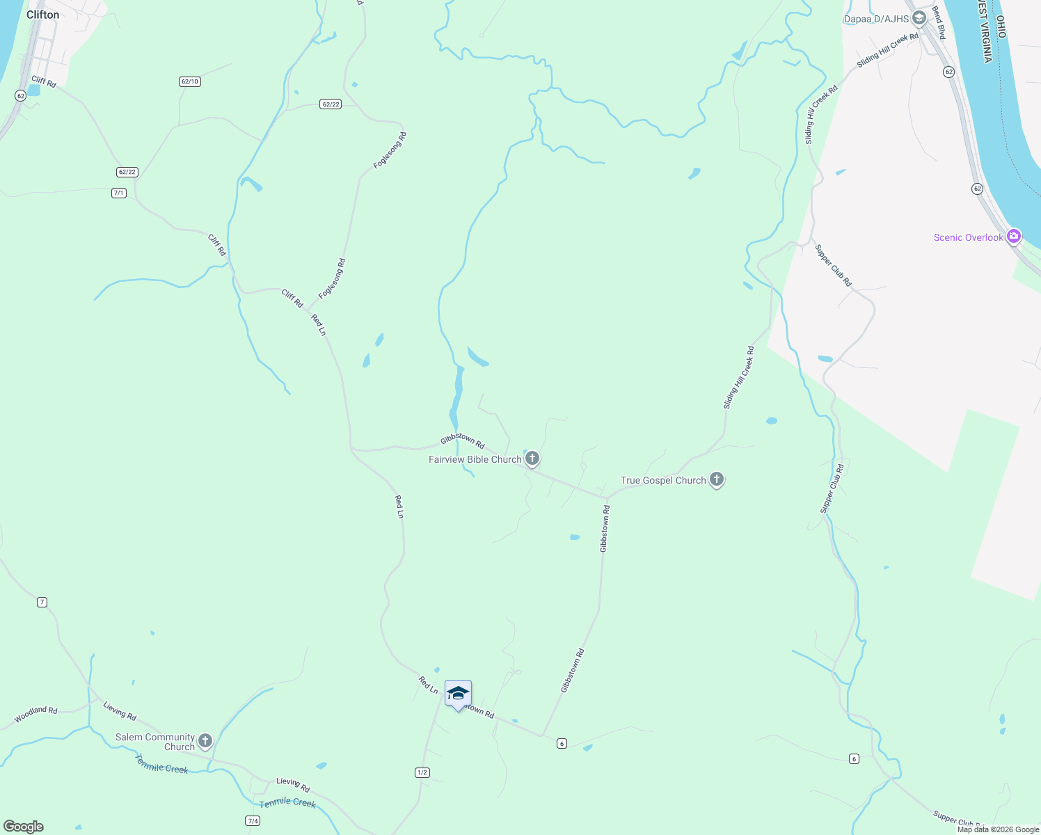 map of restaurants, bars, coffee shops, grocery stores, and more near 4470 Gibbstown Road in Letart