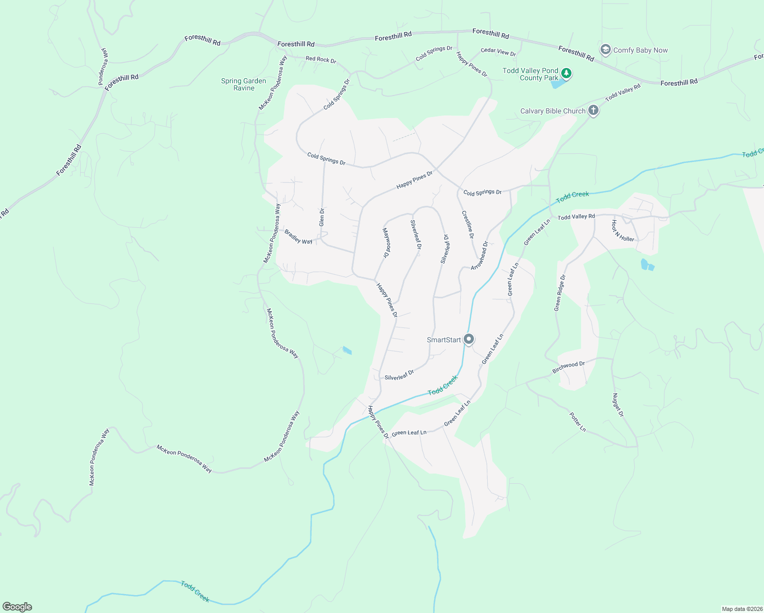 map of restaurants, bars, coffee shops, grocery stores, and more near 5890 Happy Pines Drive in Foresthill