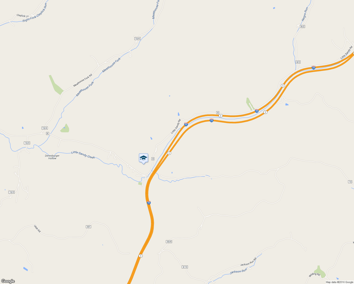 map of restaurants, bars, coffee shops, grocery stores, and more near West Virginia 2 in Ravenswood