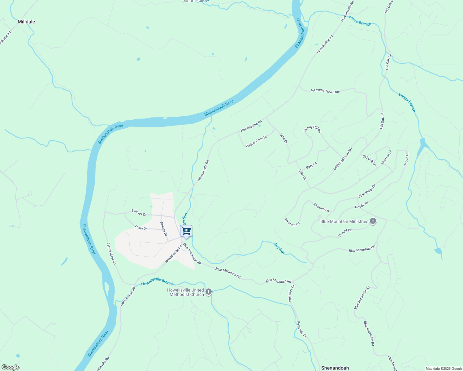 map of restaurants, bars, coffee shops, grocery stores, and more near 315 Rock Ridge Road in Front Royal