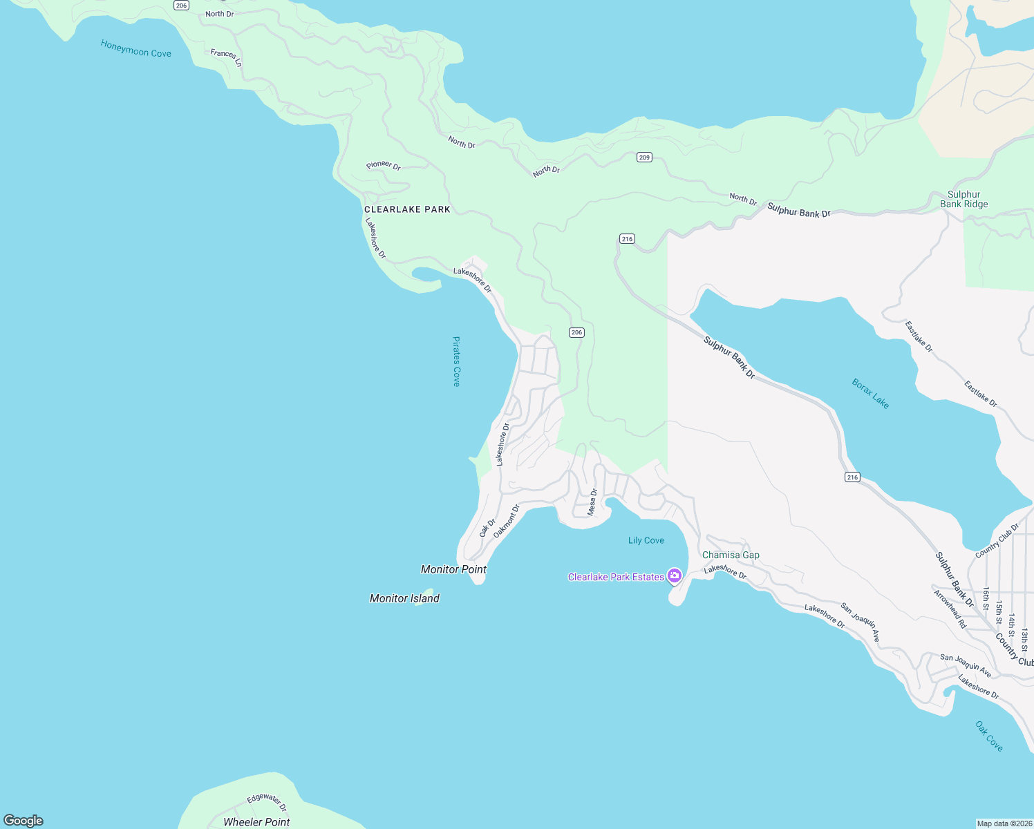 map of restaurants, bars, coffee shops, grocery stores, and more near 11486 Lakeshore Drive in Clearlake