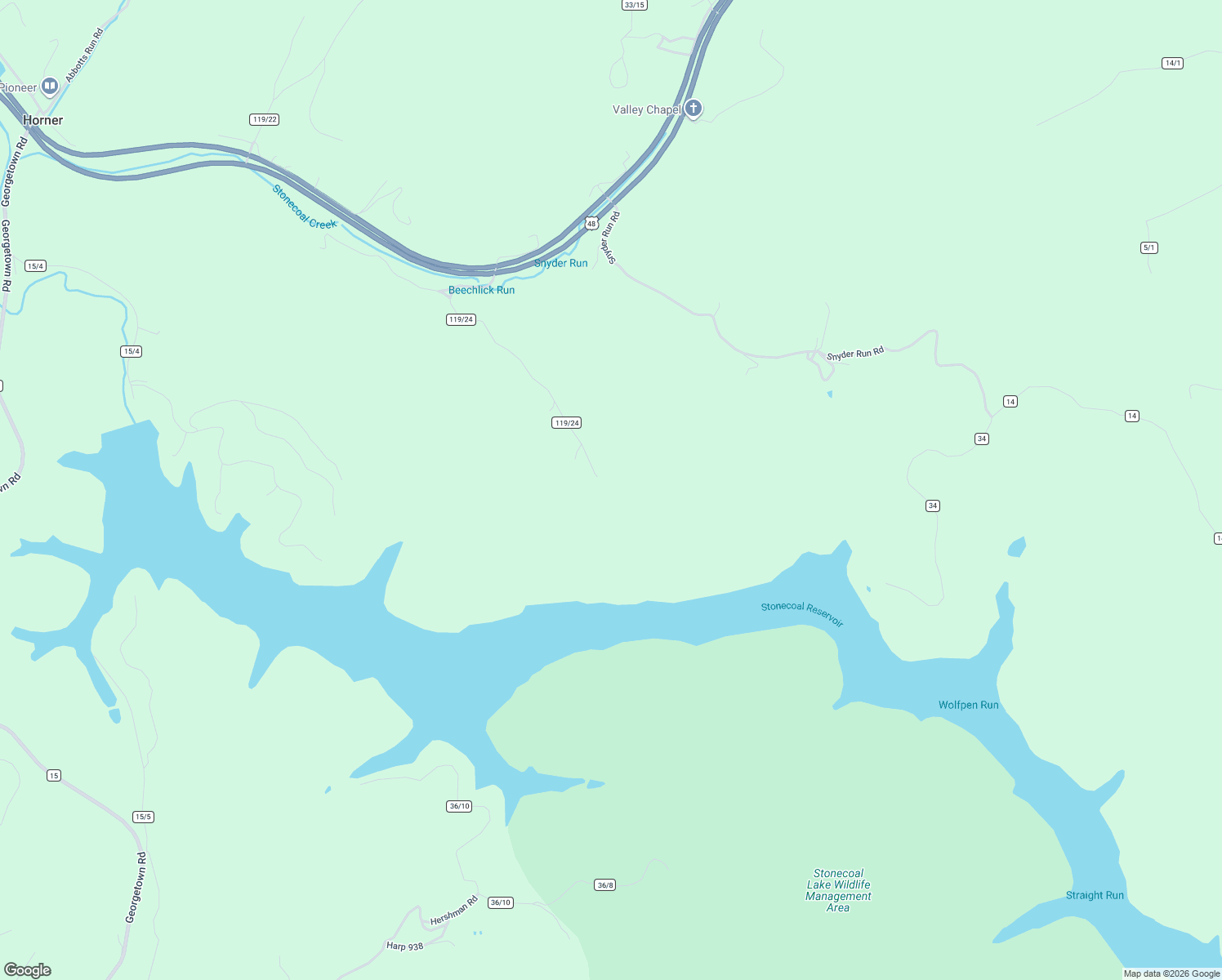 map of restaurants, bars, coffee shops, grocery stores, and more near 830 County Road 119/24 in Horner