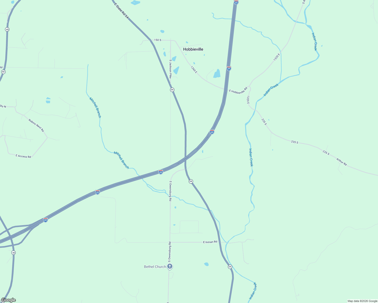 map of restaurants, bars, coffee shops, grocery stores, and more near 12629 East State Road 54 in Springville
