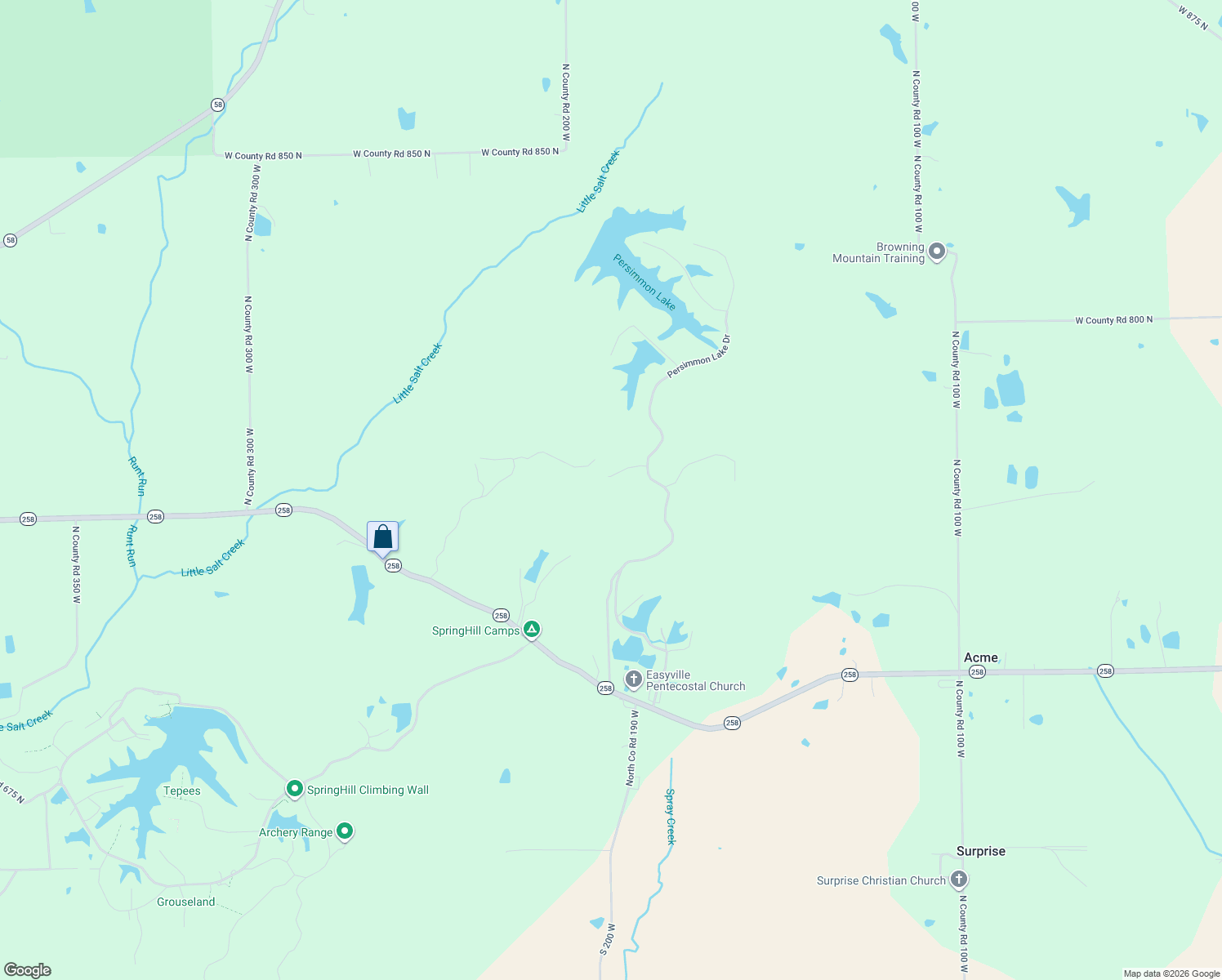 map of restaurants, bars, coffee shops, grocery stores, and more near 7701 Blane Court in Seymour
