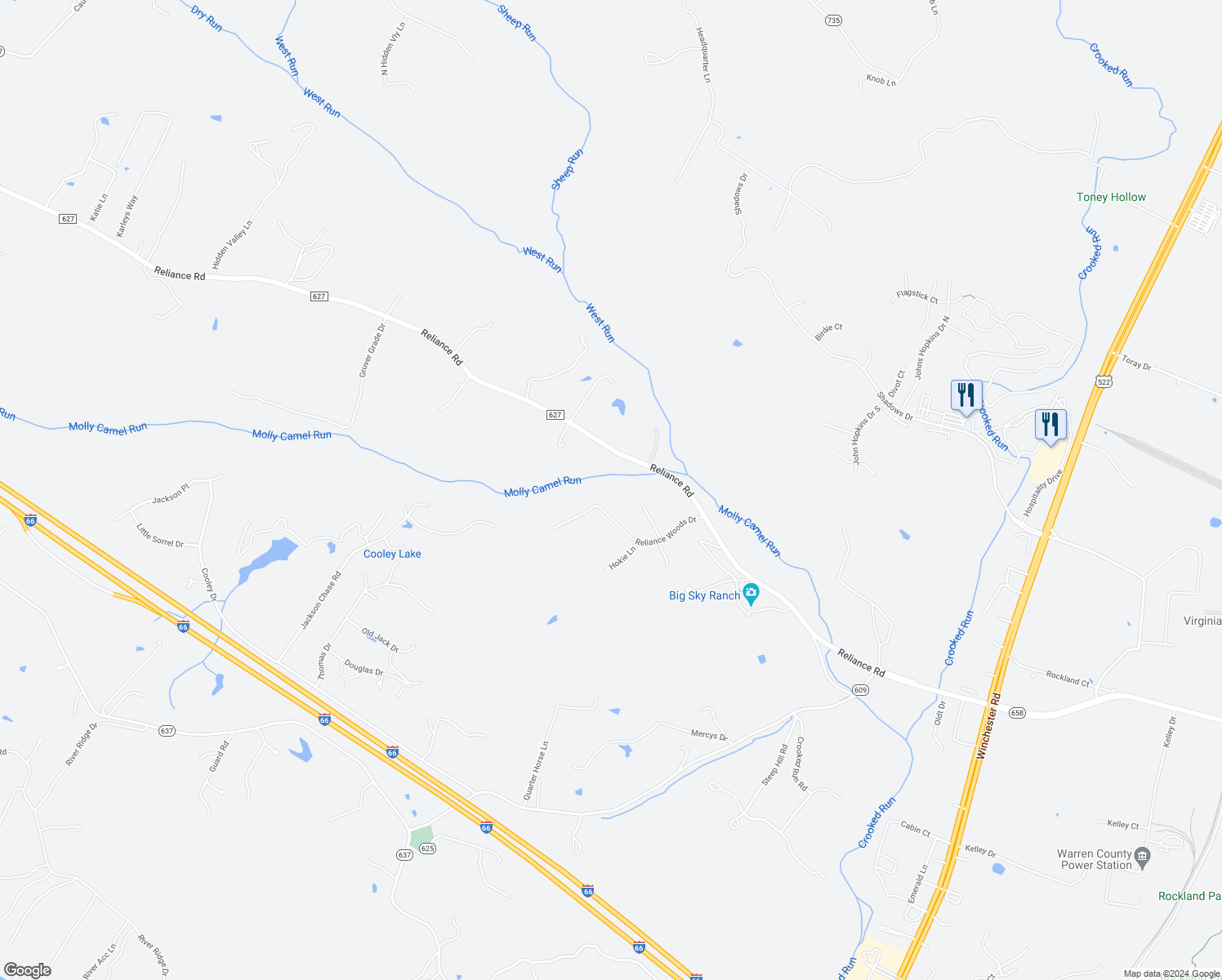 map of restaurants, bars, coffee shops, grocery stores, and more near 362 Reliance Woods Drive in Middletown