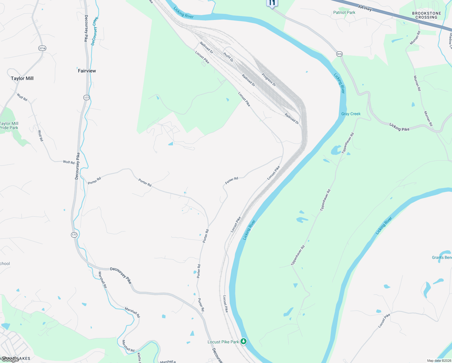 map of restaurants, bars, coffee shops, grocery stores, and more near 4558 Feiser Road in Ryland Heights