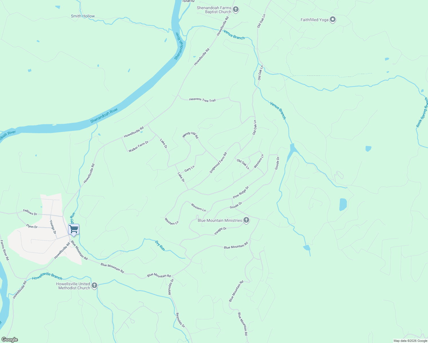 map of restaurants, bars, coffee shops, grocery stores, and more near 244 Dogwood Farm Road in Front Royal