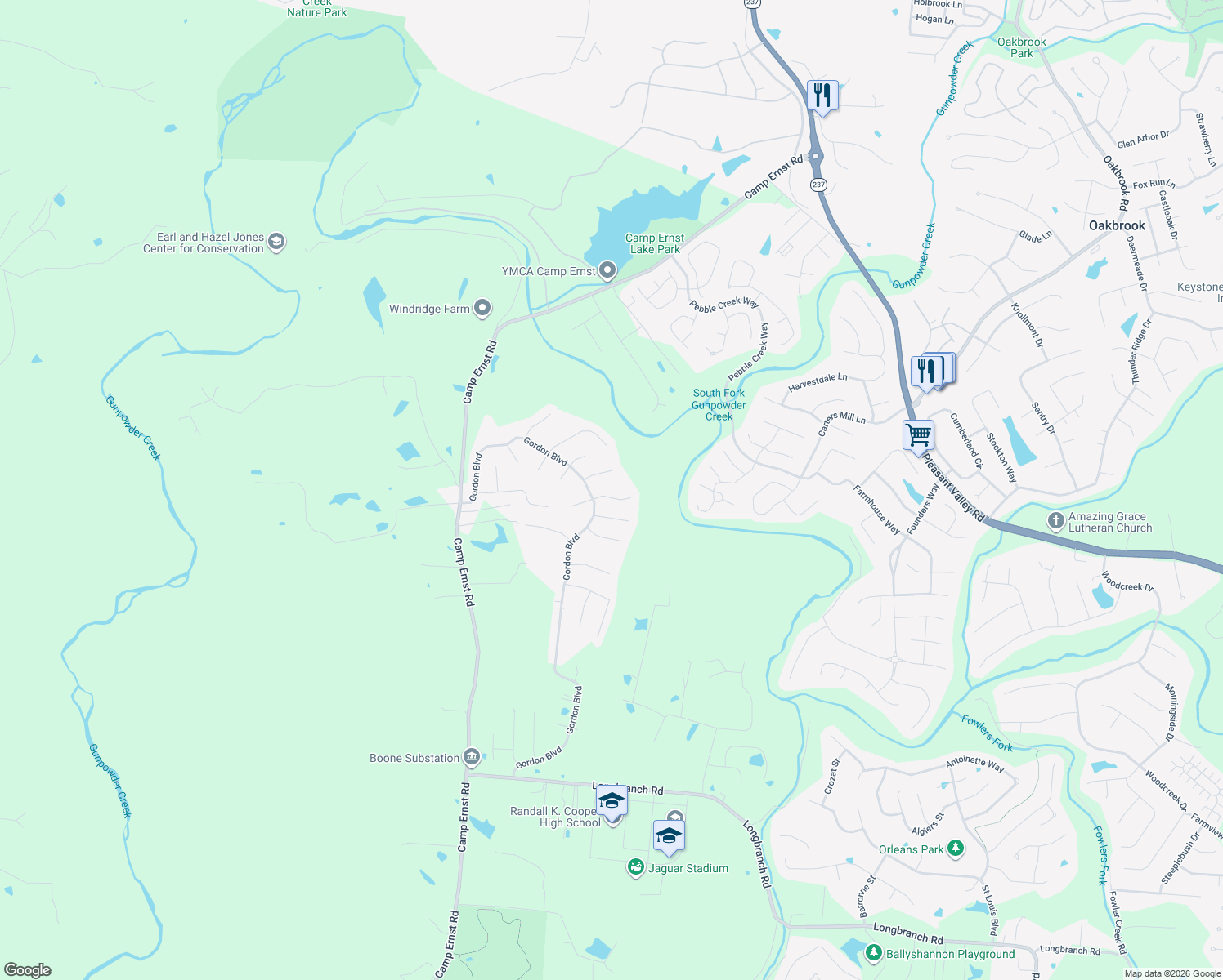 map of restaurants, bars, coffee shops, grocery stores, and more near 374 Keegan Court in Burlington