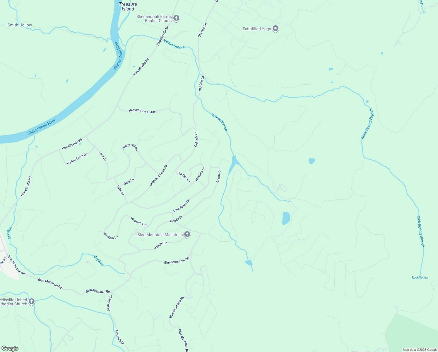 map of restaurants, bars, coffee shops, grocery stores, and more near 1067 Goode Drive in Front Royal