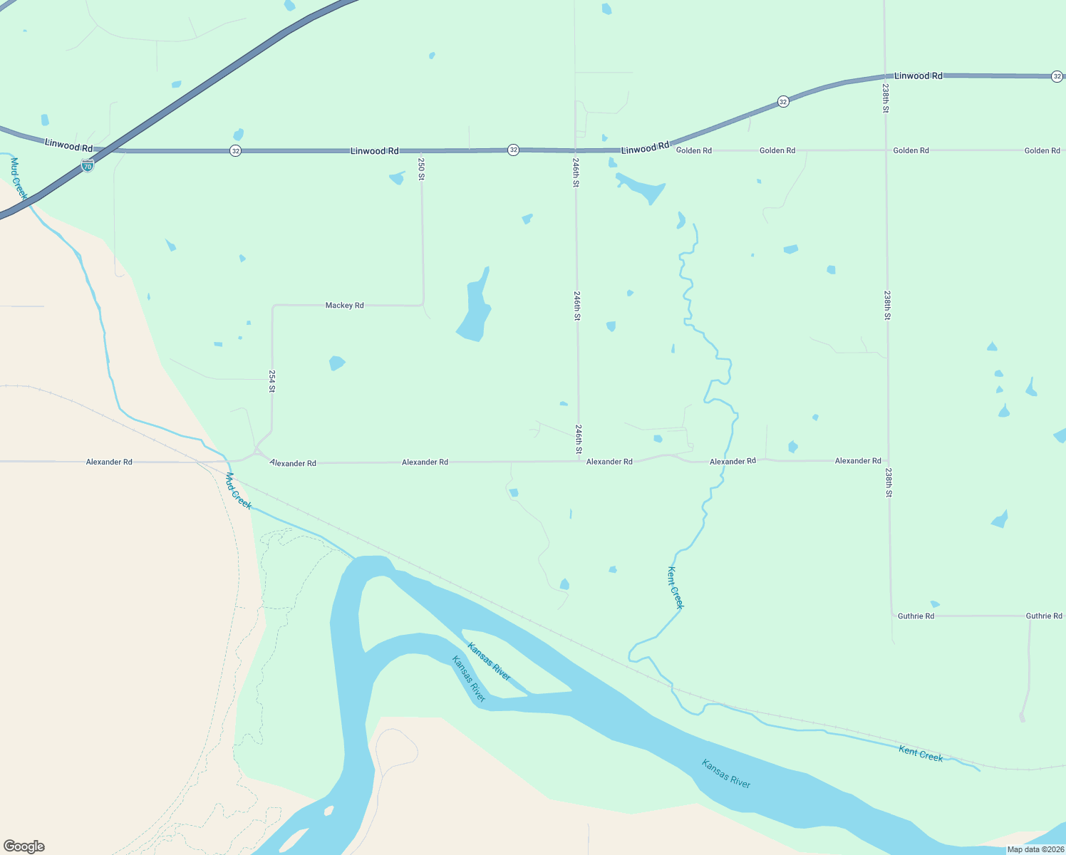 map of restaurants, bars, coffee shops, grocery stores, and more near 11651 246th Street in Lawrence