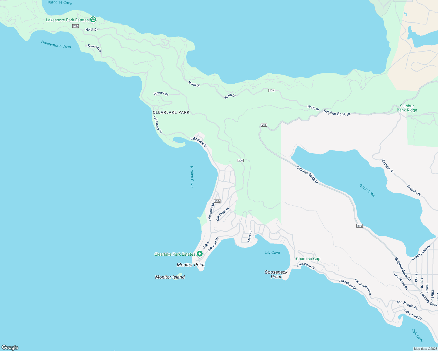 map of restaurants, bars, coffee shops, grocery stores, and more near 11456 Lakeshore Drive in Clearlake