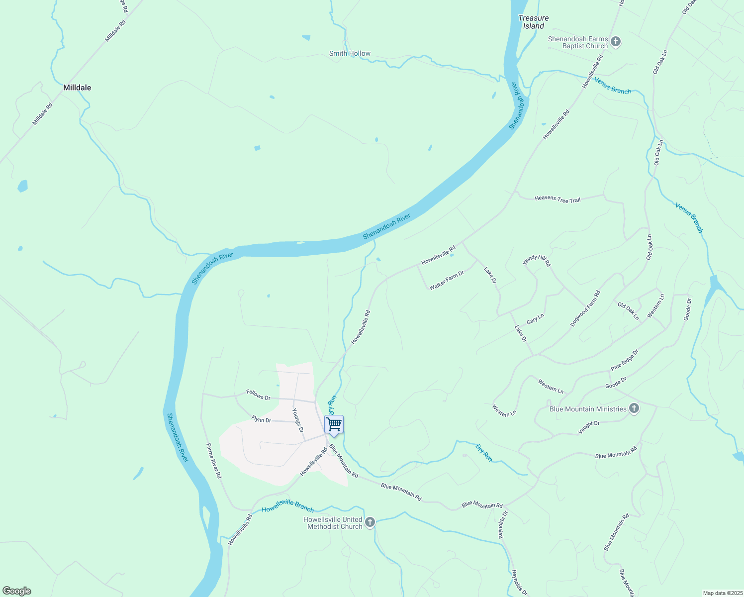 map of restaurants, bars, coffee shops, grocery stores, and more near 4172 Howellsville Road in Front Royal