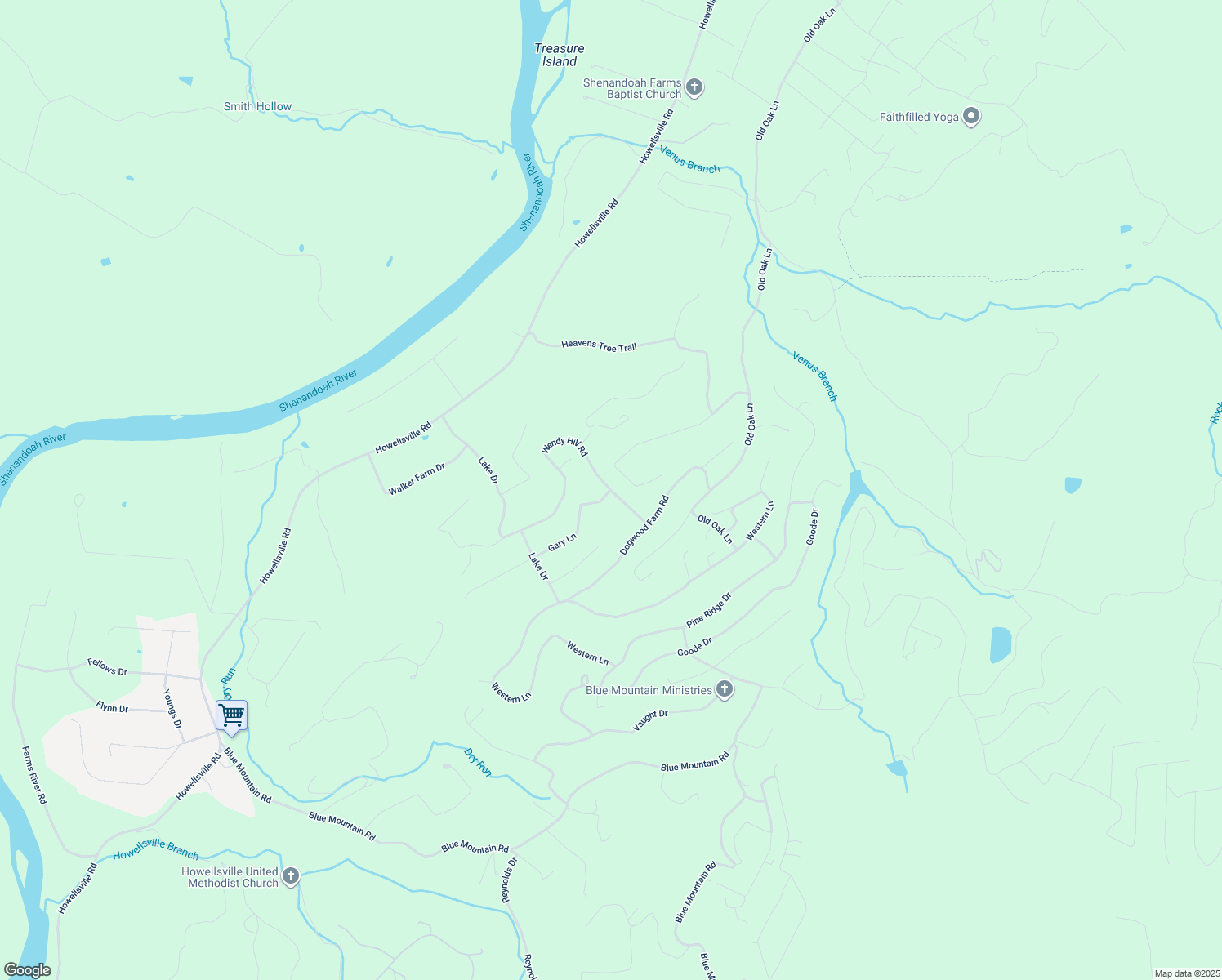 map of restaurants, bars, coffee shops, grocery stores, and more near 574 Wendy Hill Road in Front Royal