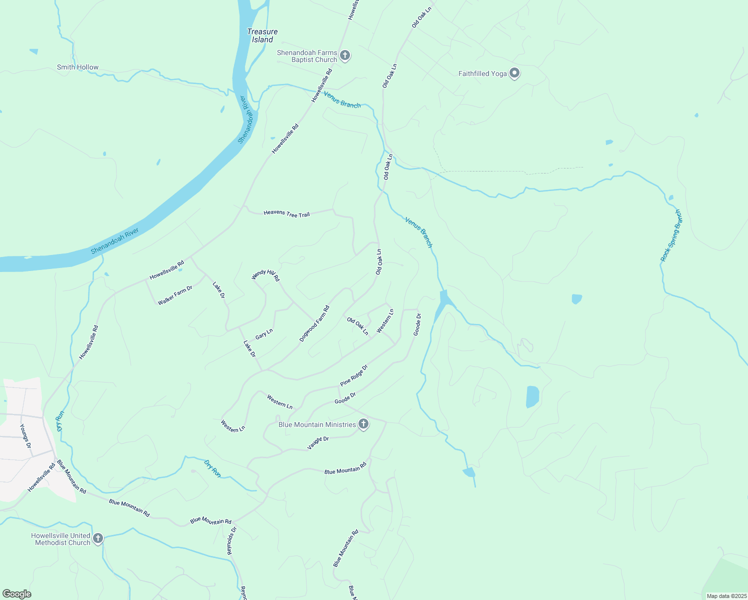 map of restaurants, bars, coffee shops, grocery stores, and more near 63 Hopkins Bluff Road in Front Royal
