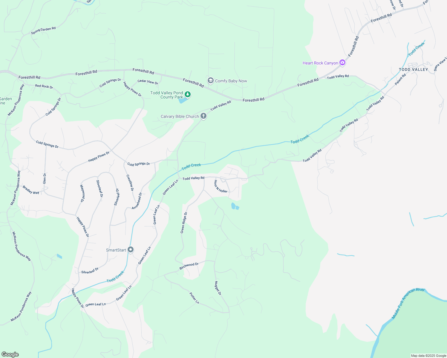 map of restaurants, bars, coffee shops, grocery stores, and more near 21161 Todd Valley Road in Foresthill