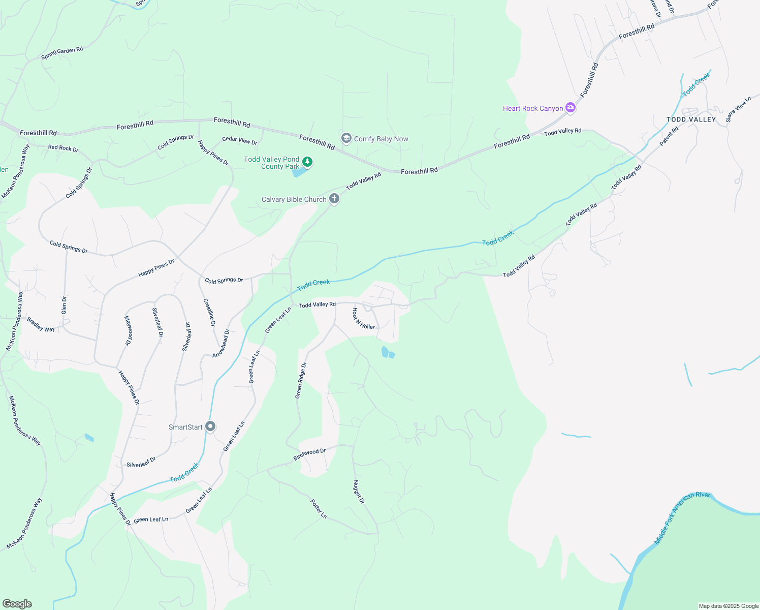 map of restaurants, bars, coffee shops, grocery stores, and more near 21161-21173 Todd Valley Road in Foresthill