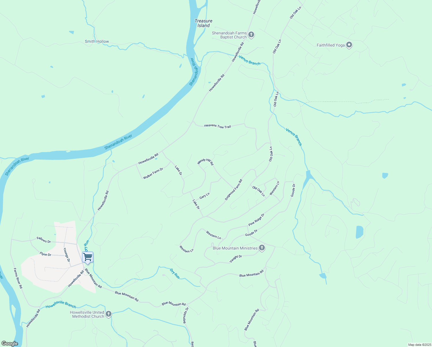 map of restaurants, bars, coffee shops, grocery stores, and more near 574 Wendy Hill Road in Front Royal