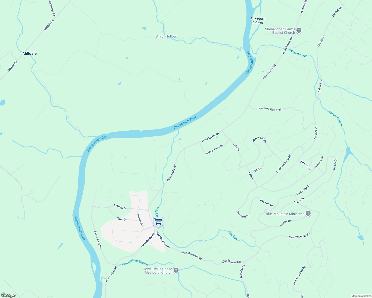 map of restaurants, bars, coffee shops, grocery stores, and more near 4320 Howellsville Road in Front Royal