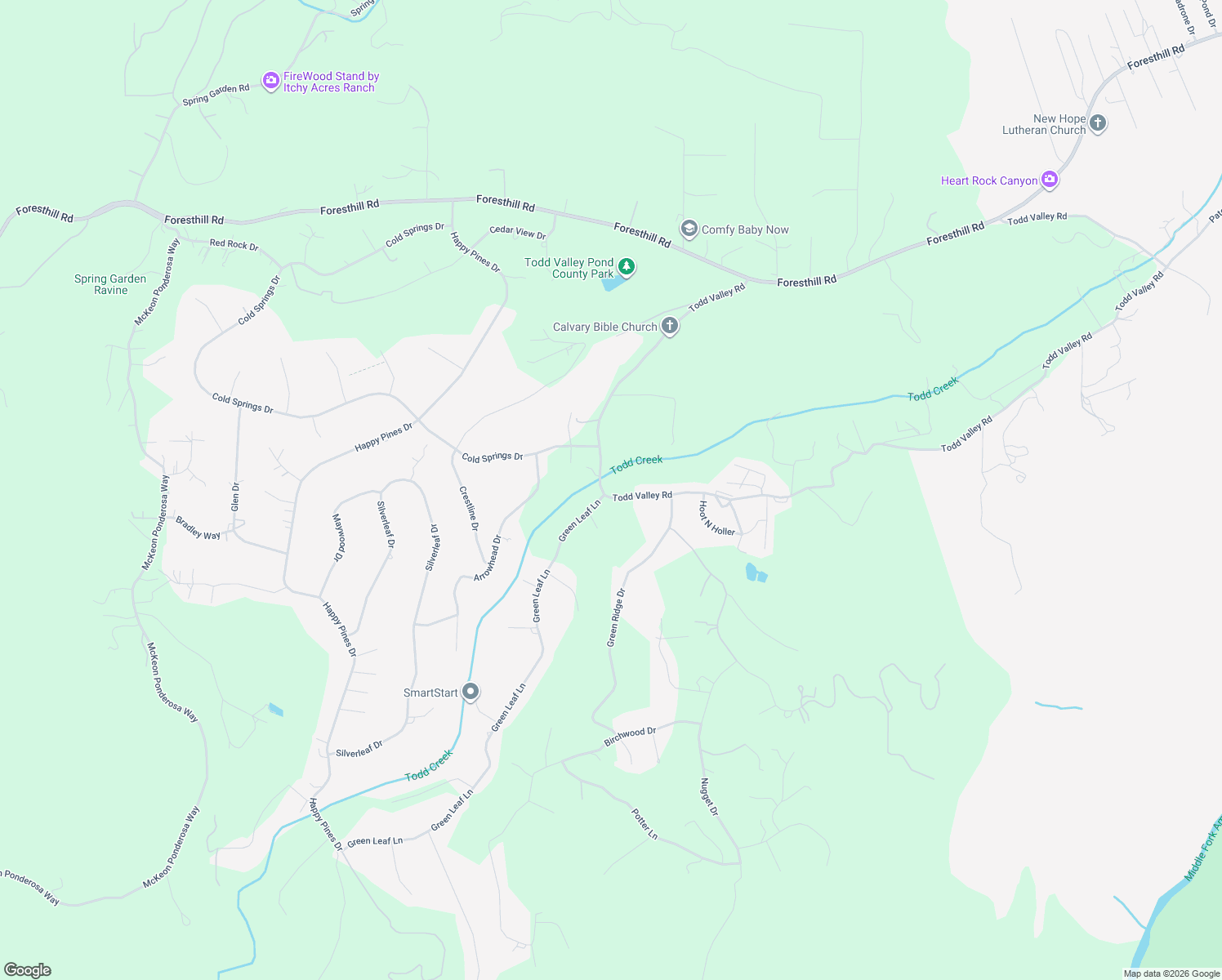 map of restaurants, bars, coffee shops, grocery stores, and more near 20935 Todd Valley Road in Foresthill