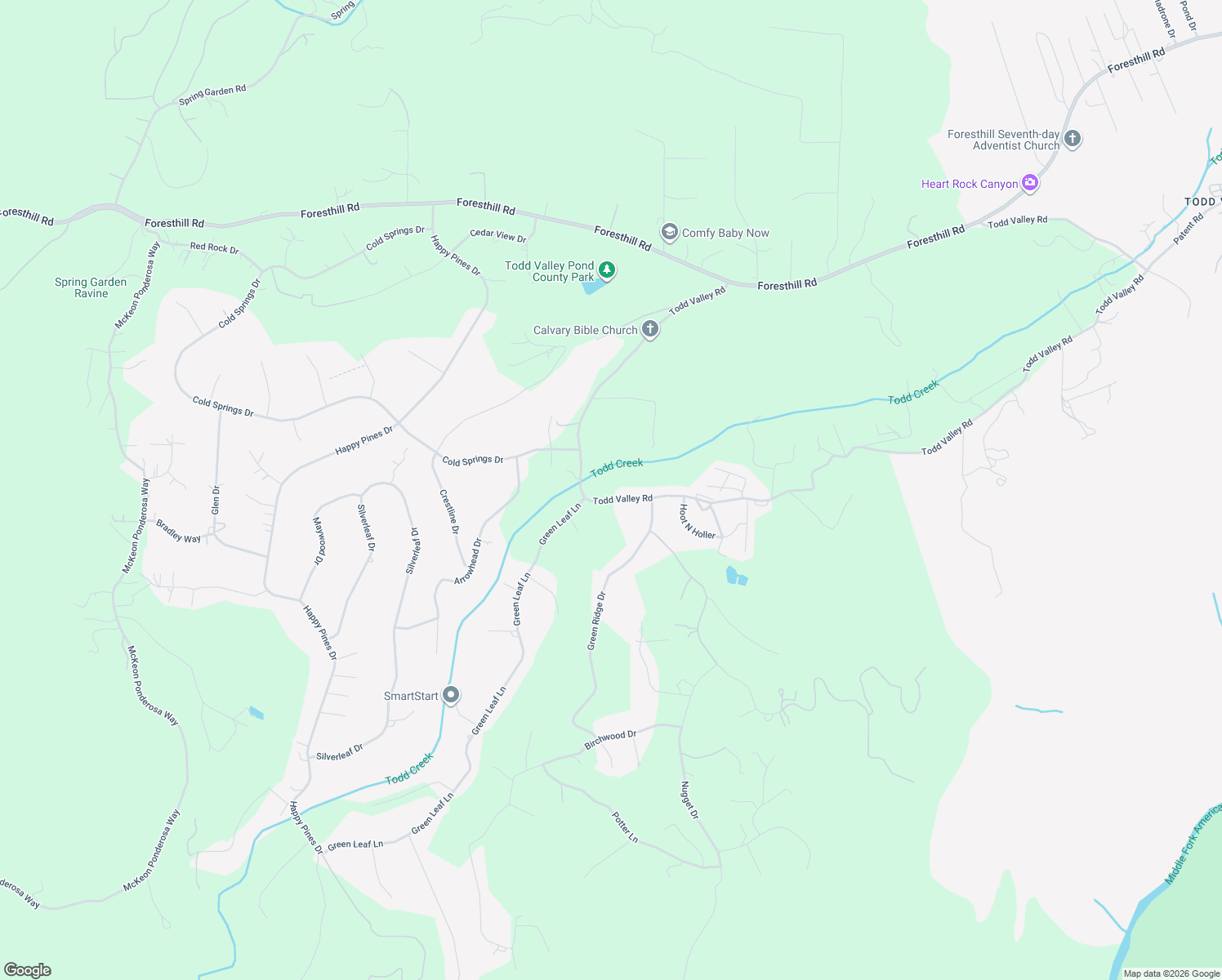 map of restaurants, bars, coffee shops, grocery stores, and more near 20975 Todd Valley Road in Foresthill