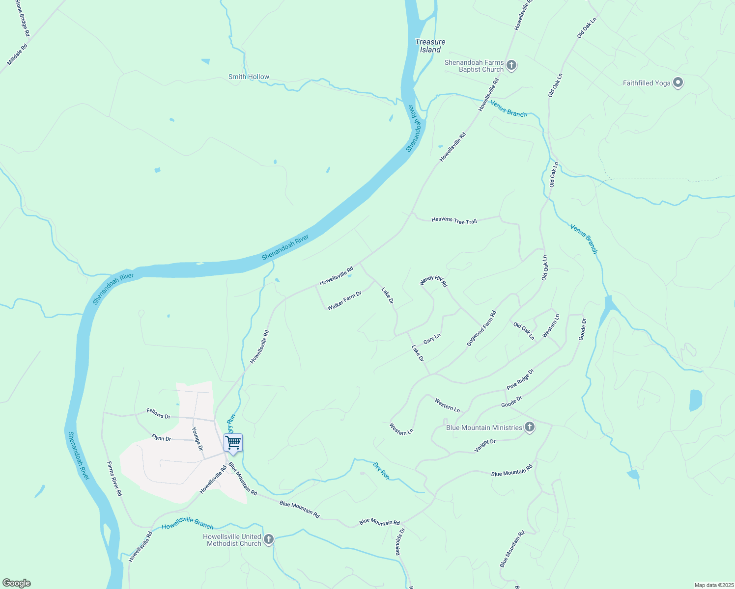 map of restaurants, bars, coffee shops, grocery stores, and more near 338 Walker Farm Drive in Front Royal