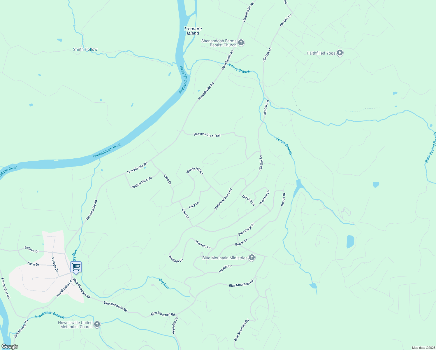 map of restaurants, bars, coffee shops, grocery stores, and more near 383 Old Oregon Road in Front Royal
