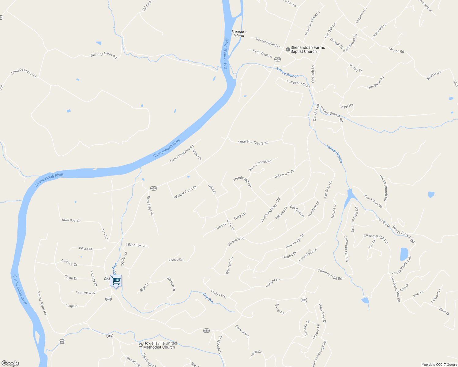 map of restaurants, bars, coffee shops, grocery stores, and more near 363 Wendy Hill Road in Front Royal